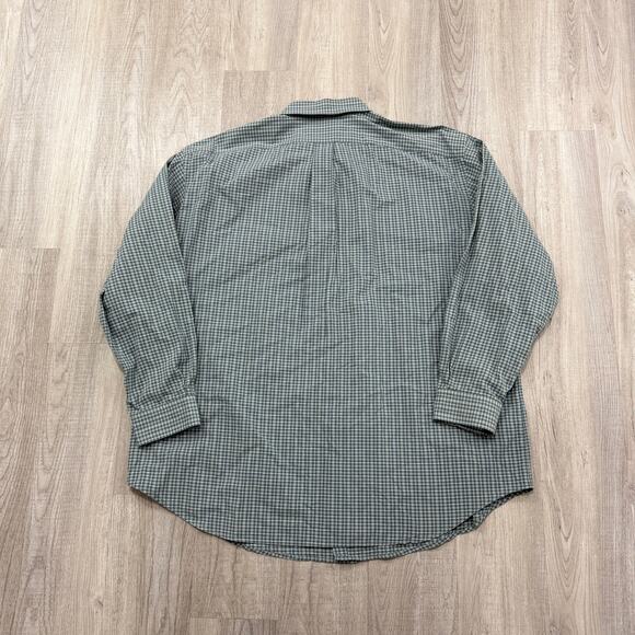 Vintage Polo Ralph Lauren Button Down Shirt Men's 2X Big Green Blue Plaid 90s - Picture 5 of 7